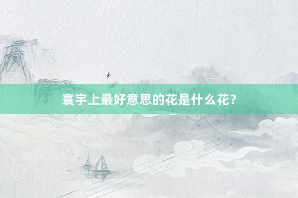 寰宇上最好意思的花是什么花？